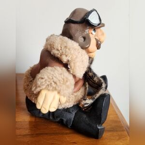 Vintage Aviator Figurine with Fur Coat